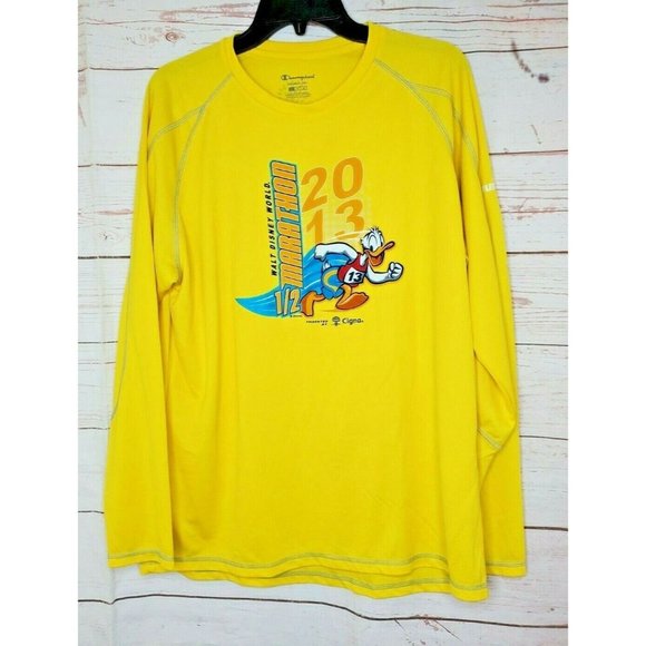 Champion Double Dry Unisex Large 2013 Disney Marathon Yellow Run Disney Shirt - Picture 1 of 10